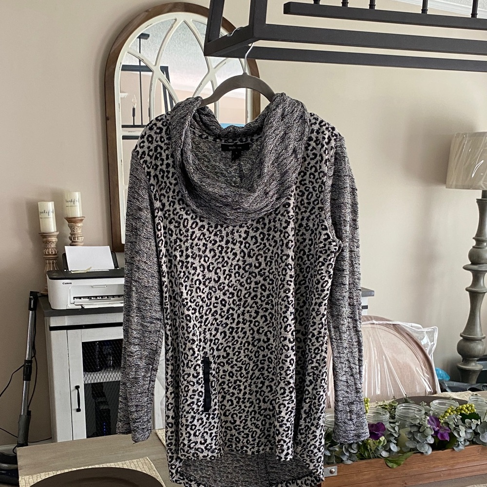 Style & Co. Gray and Black Cowl Neck Sweater